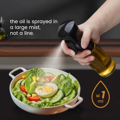 Kochölsprüher Lebensmittelqualität Olivenölspender, 200ml Schwarze Ölflasche Geeignet zum Kochen, Heißluftfritteuse, Frittieren, Grillen