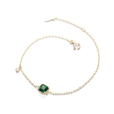 [ZIYMU] Bracelet Chain Emerald Zircon Sterling Silver 925 Women's Gold 16cm Zm-b-001s