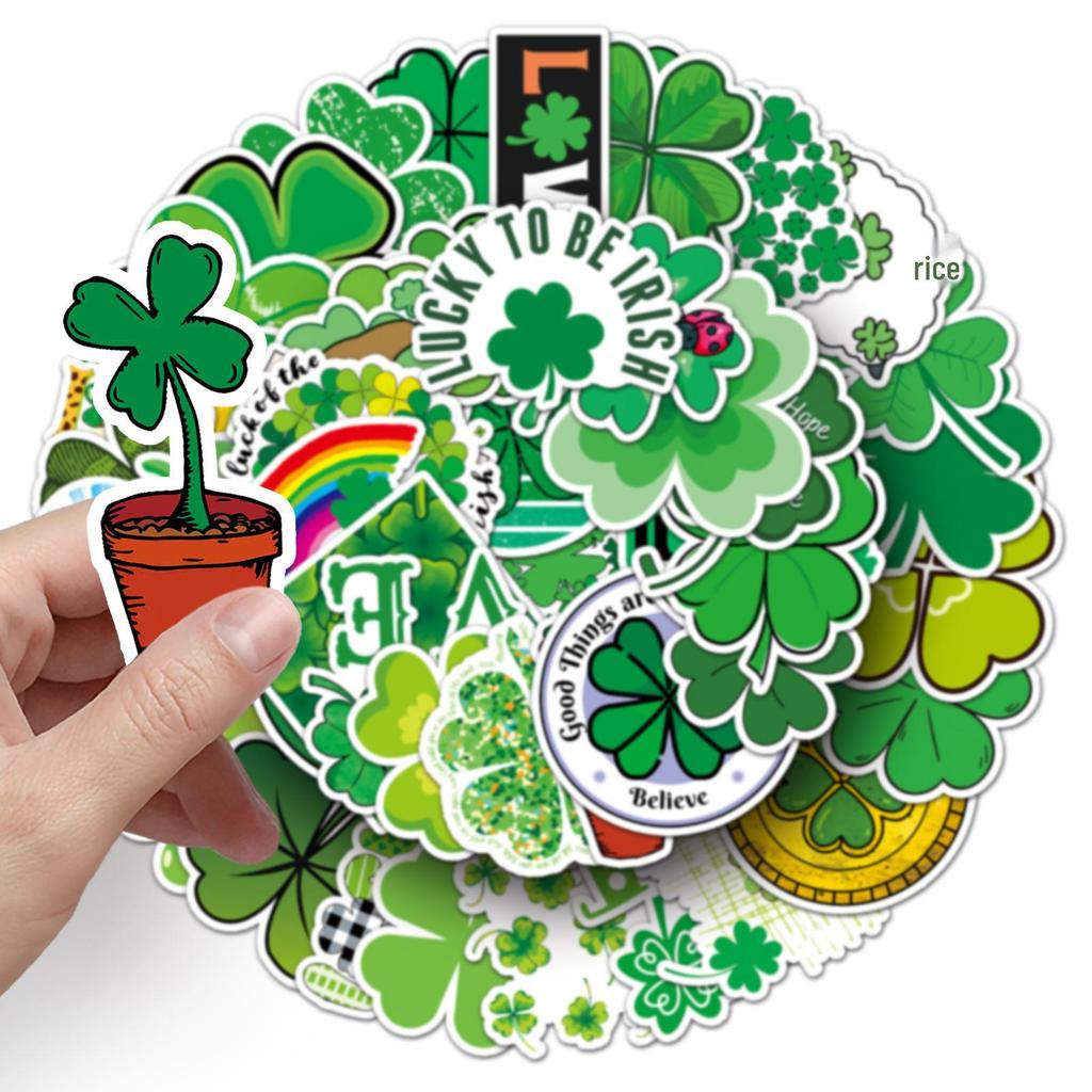 50 Four-Leaf Clover Waterproof Stickers for Suitcases & Laptops - Creative & Trendy Travel Decoration