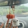 Halloween Crochet Pumpkin And Ghost Car Pendant Handmade Mini Knitted Ghost Pumpkin Hanging Ornament for Car Rear View Mirror Interior Accessories