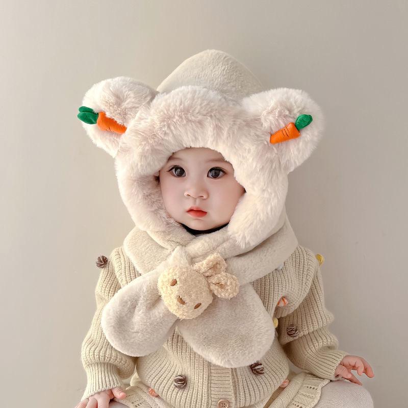 Baby hat scarf integrated neck hat baby autumn and winter cute super cute boys and girls winter children's ear hat