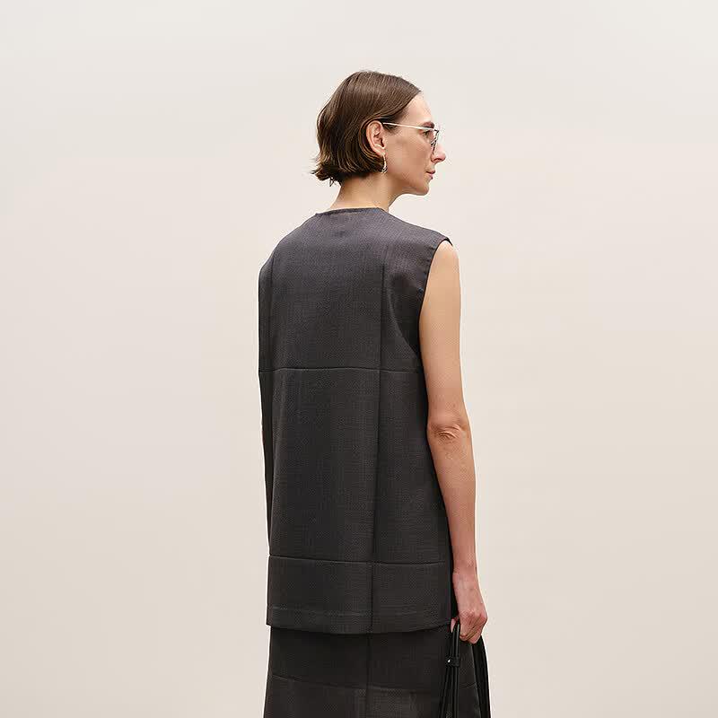 LESS 2026 Summer A-Line Long Sleeveless Shirt