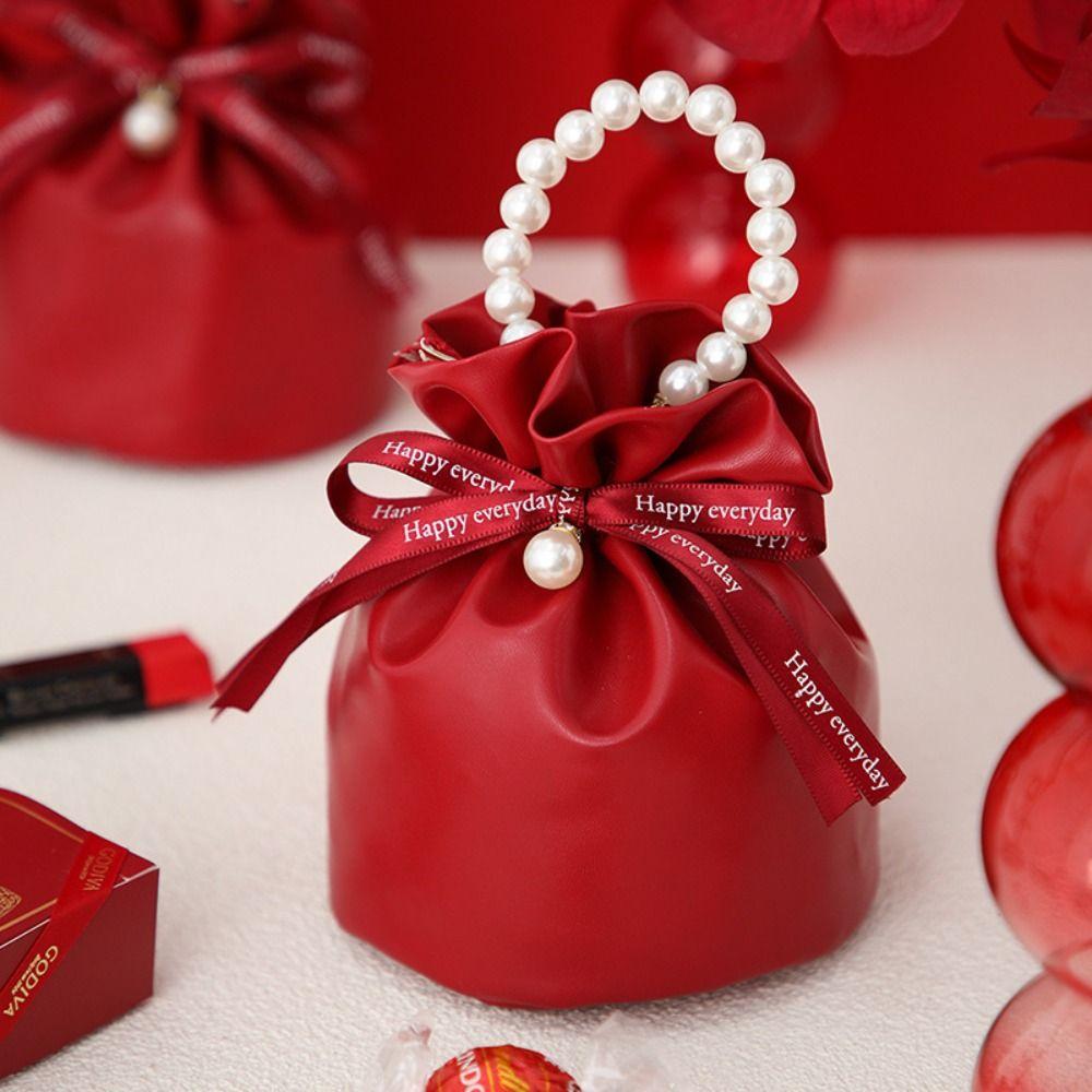 Storage Bag Festive Sugar Bag Korean Style Wedding Candy Bag Candy Box PU Drawstring Bag  New Year