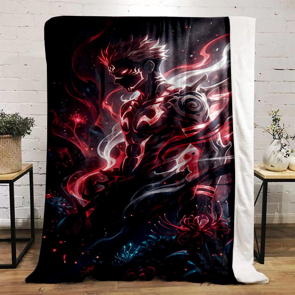 "Fiery Demon Warrior Design Blanket Art Flannel blanket for bedroom, living room, sofa, and nap sofas"