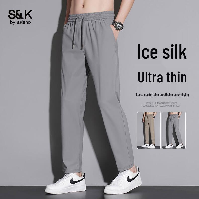 

Baleno S&K Men s Ice Silk Straight-Leg Casual Pants 3XL