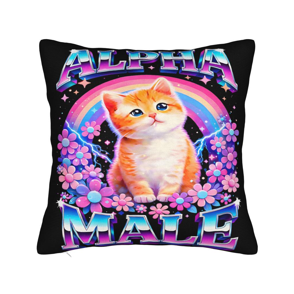 Alpha Male Cat Kitten Funny Pillow Covers Product Printed Cushion Cover Decorative Pillow Case Cover Home Multiple Sizes