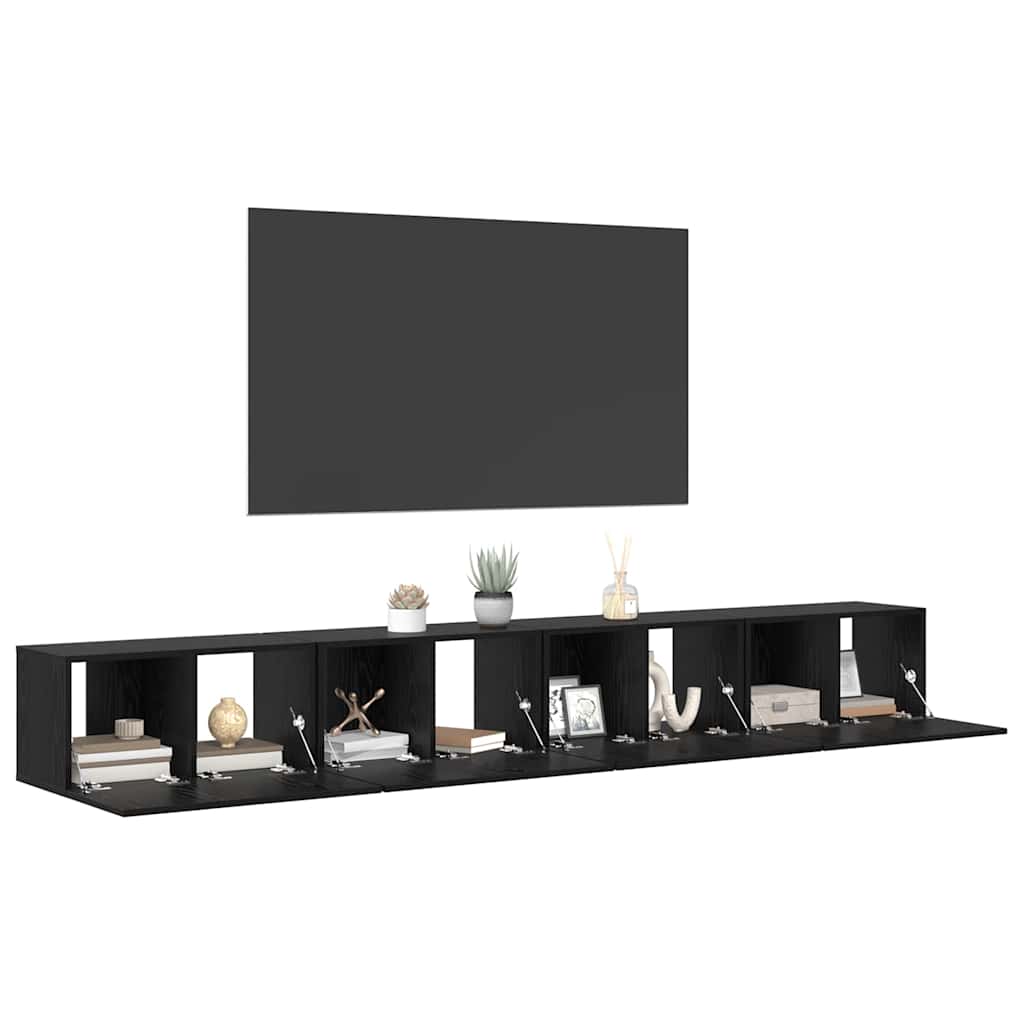 4 Piece TV Cabinet Set Black Oak Effect 60 x 30 x 30 cm