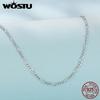 WOSTU Real 925 Sterling Silver Figaro Link Chain Necklace for Women Girls s925 Silver Thin Strong Necklace Chain Basic Links