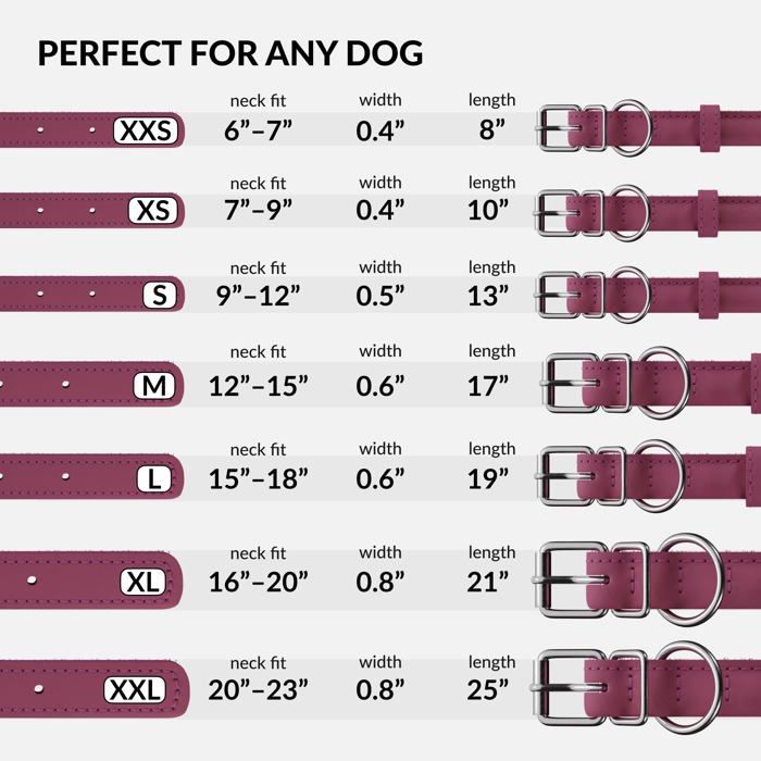 Collier pour Chien - COLLARDIRECT - 43494-13261 - Cuir Doux - Taille 15 cm - Couleur Rose