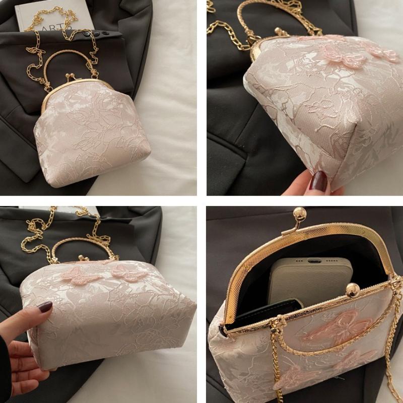Chinese Style Butterfly Embroidery Women's Shoulder Bags Dinner Party Ladies Chain Crossbody Bag Elegant Simple Female Handbags