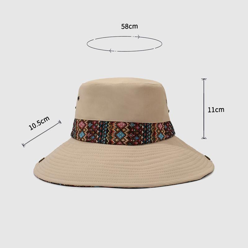 Ethnic Wind Hat Summer Vintage Mountaineering Hat Outdoor Big Brim Sun Hat Sunscreen Sunshade Fisherman Hat