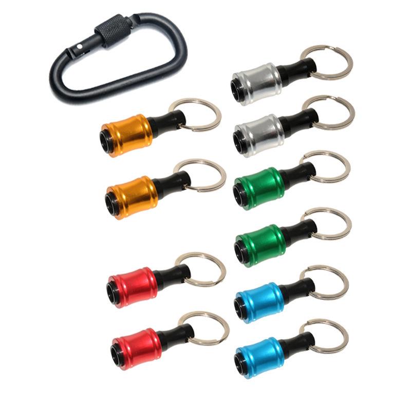 6-Piece Colorful Keychain Set: Extension Rods and Mountaineering Buckle with 1/4" Hex Drill Bit Storage Extension Rod