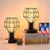 Industrial Table Lamp Small Desk Lamp with USB Charging Port Vintage Lamp with Outlet for Bedroom Living Room Nightstand 2 Sets