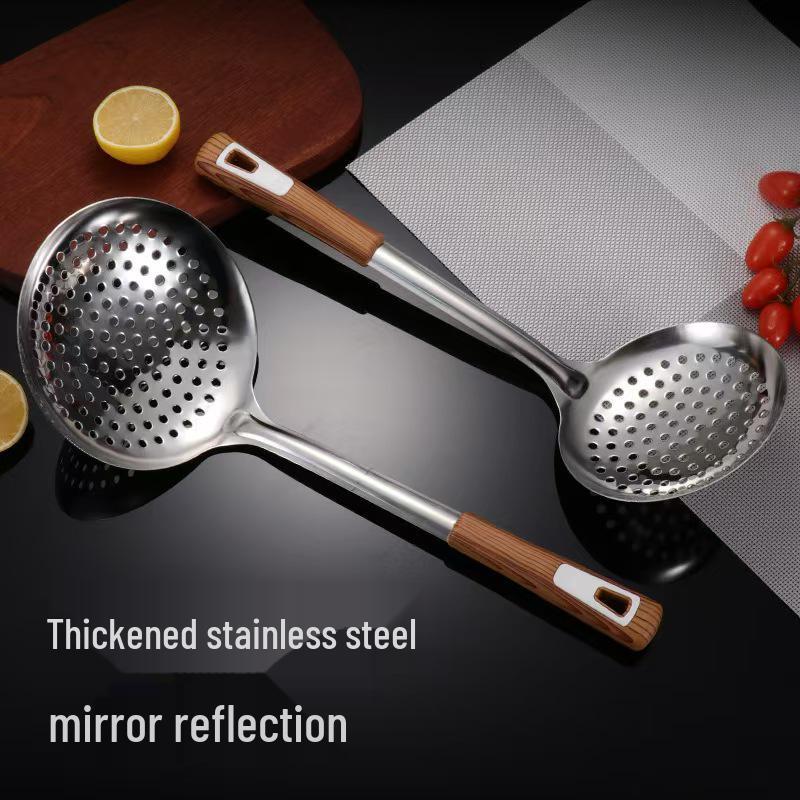Large Stainless Steel Colander & Oil Separator Spoon for Noodles, Dumplings, and Hot Pot