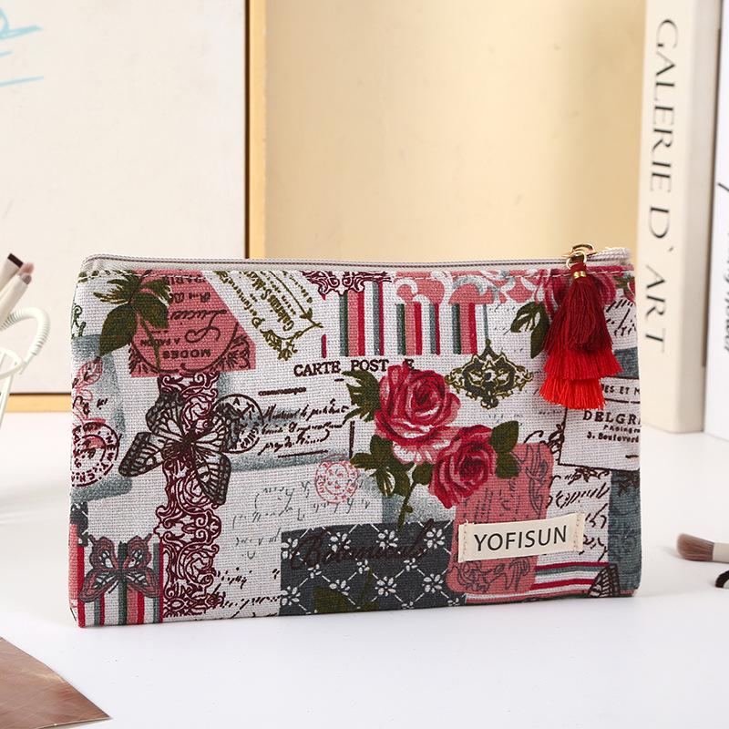 Трансграничная косметичка большой вместимости с цветочным принтом и кисточками - Женская косметичка и пенал