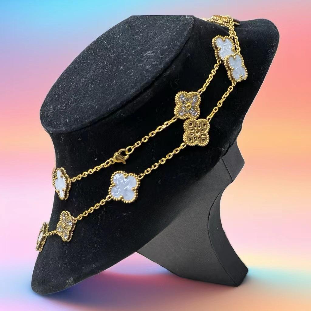 

Ожерелье с четырьмя листами клевера на удачу, цепочка для свитера, женская мода, сто длинных цепочек на ключицу, двухстороннее ожерелье с ракушками 15mm-90cm-silver