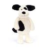 Jellycat Bashful Puppy Medium Plush Sitting Height Black Cream Dog, 20cm, &