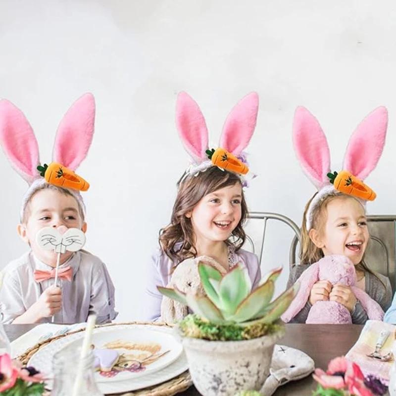 1-20PCS Easter Decoration 2025 Plush Rabbit Ear Hair Hoop Bunny Ears Headband Theme Party Performance Headdress Easter Cosplay