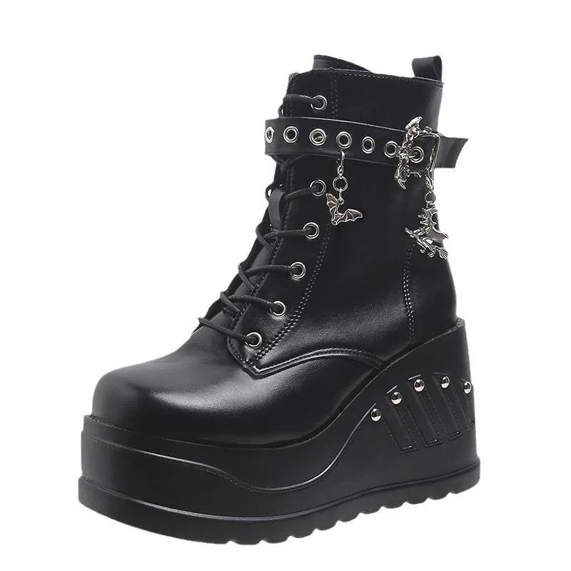 Fashion 2025 New Boots for Women Fashion Hot Sale Punk Goth Platform Heels Wedge Women's Boots Casual Goth Punk Size  Women's Shoes