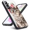 Animal Head Wearing Flowers For Samsung Galaxy S23 S24 S25 Ultra S22 Plus S21 Black Soft Case Waterproof Soft Case