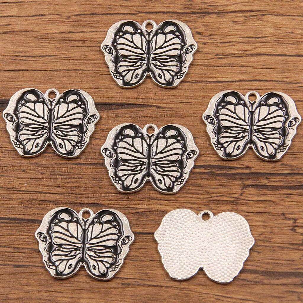 6 Styles European and American Mysterious Black Butterfly Alloy Pendant Charm