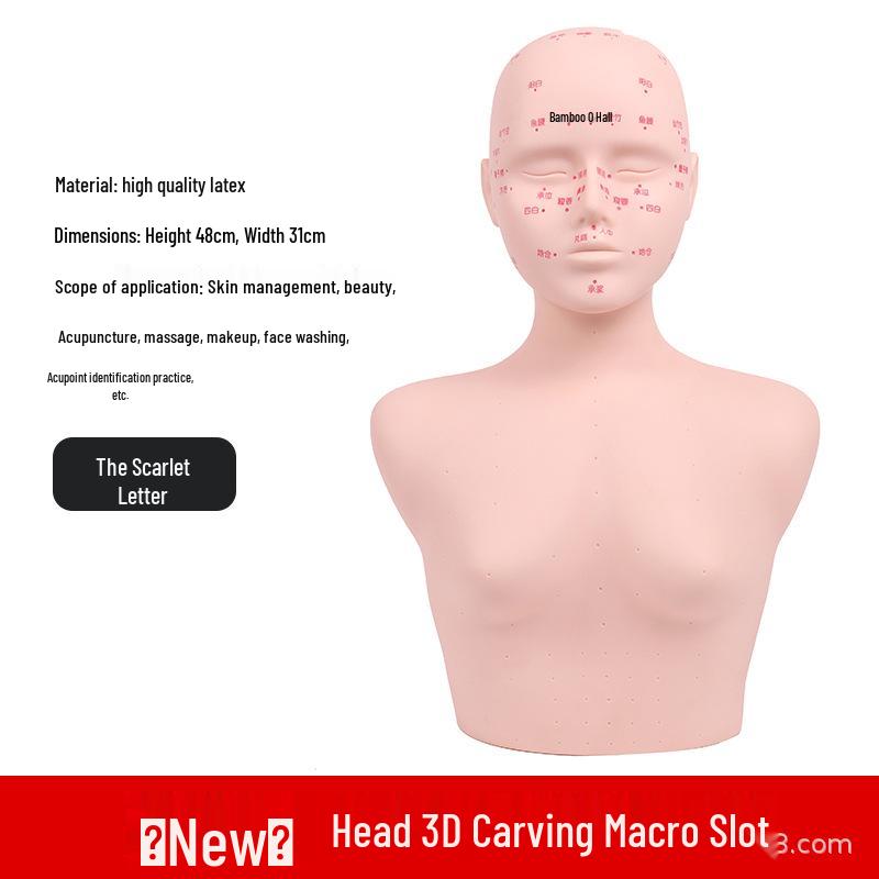 Bald Beauty Mannequin Head with Shoulders for Face Massage