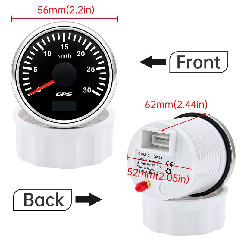 30km/h 60km/h 120km/h 200km/h Speed Gauge with GPS Antenna 52mm Gps Speedometer 7 color Backlight for 12V Car Boat