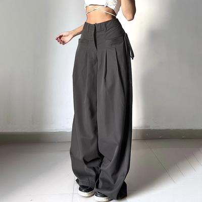 Casual Wide-leg Pants, High-waist Street Basic Loose Sports Pants