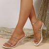 Scarpe da Donna 2025 Nuove Estive Outdoor Tacchi Quadrati Concisi Pantofole Moderne Punta Aperta Versatili Pantofole Trasparenti da Donna
