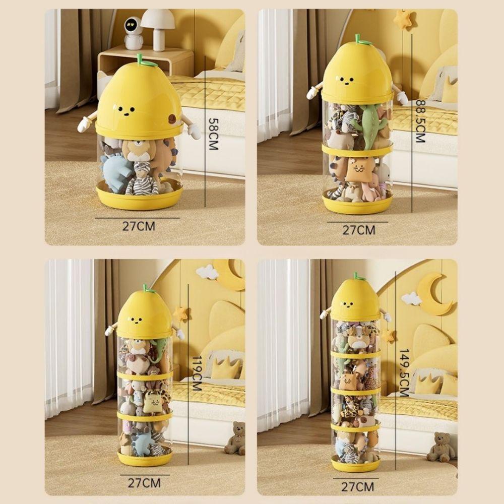 Transparent Doll Storage Box Cartoon Style Plush Toy Storage Tube For Children Kids