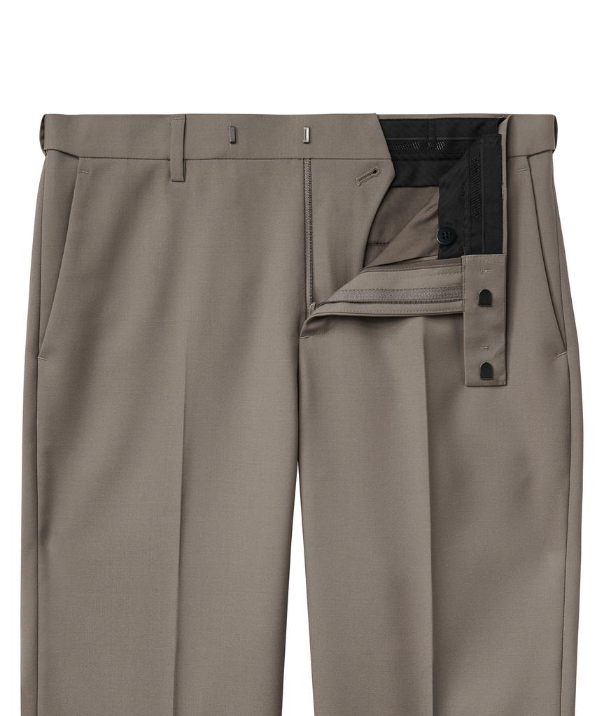 MUSINSA STANDARD Wool Blend Relaxed Tapered Hidden Banding Crop Slacks [Dusty Beige]