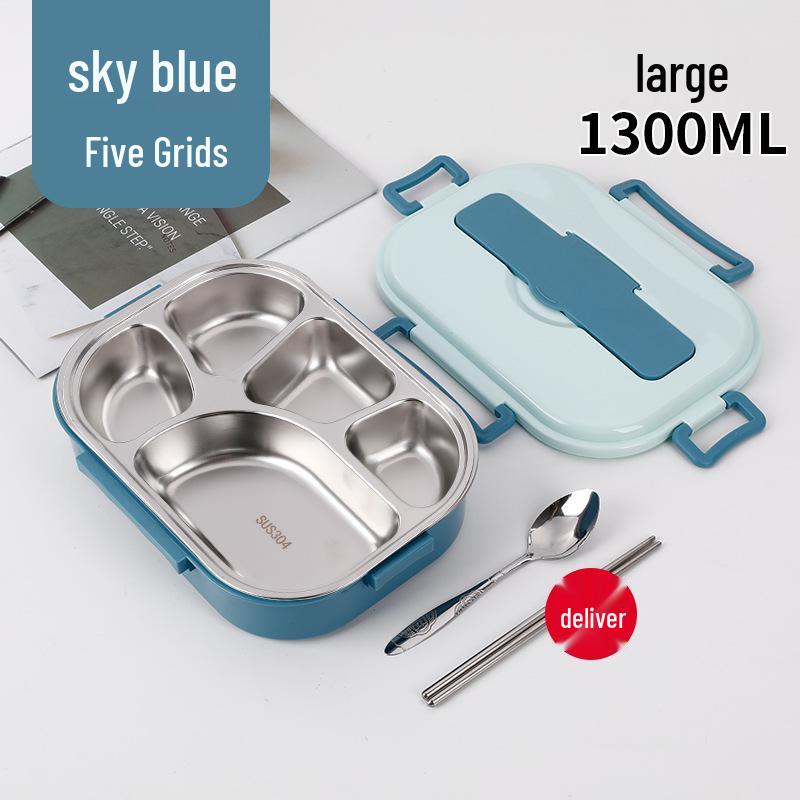 Fiambrera Bento Portátil de Acero Inoxidable 304 con Separadores – Gran Capacidad, Diseño de Hebilla Cuadrada, Estilo Nórdico para Estudiantes