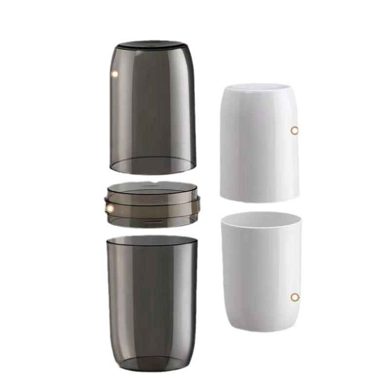 Portable Travel Toothbrush and Mouthwash Cup Set with Storage Compartments