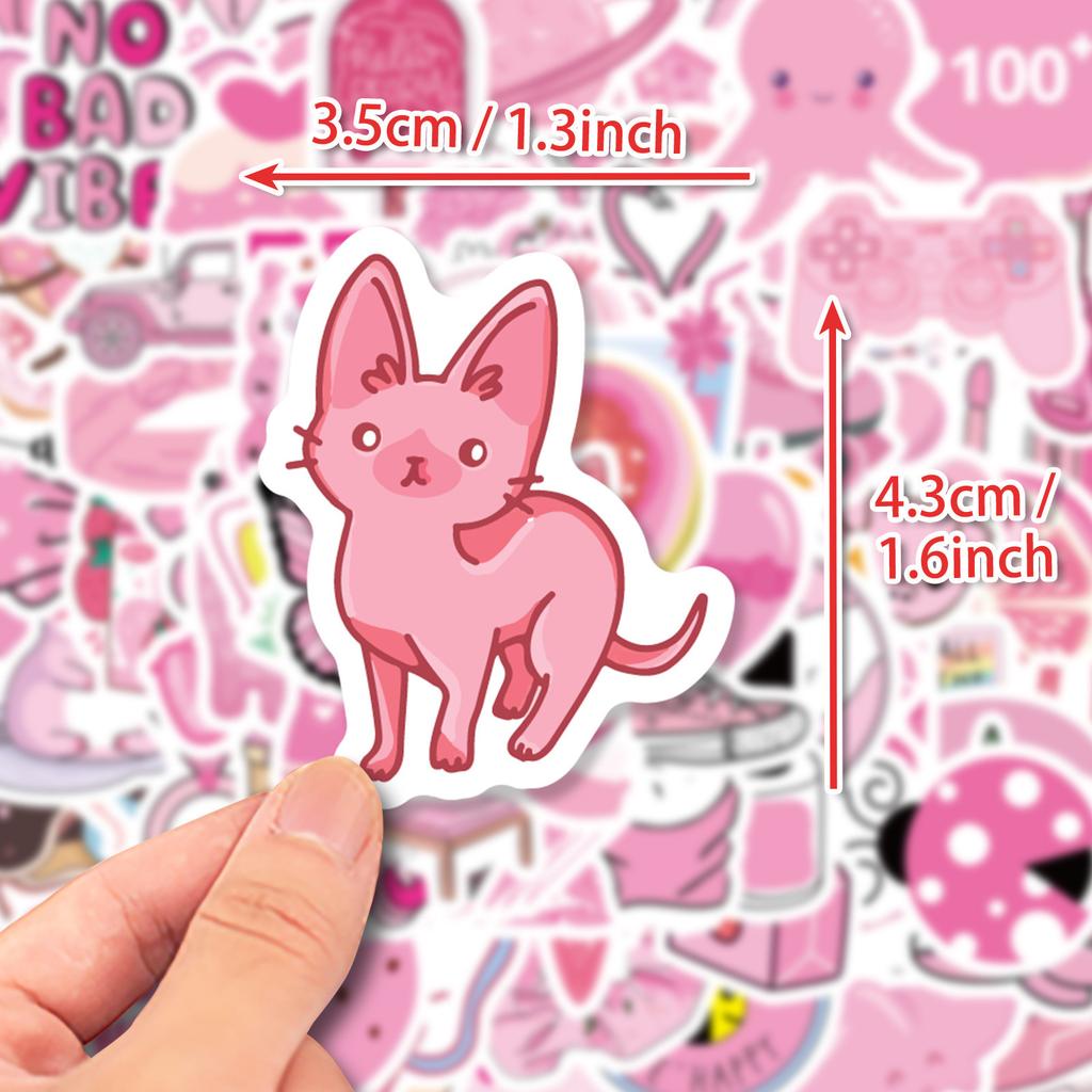100 Adesivos Pequenos Tamanho 4cm Rosa Mistura e Combine VSCO Cor Mistura e Combine Rosa Adesivos Grafite Estilo Menina