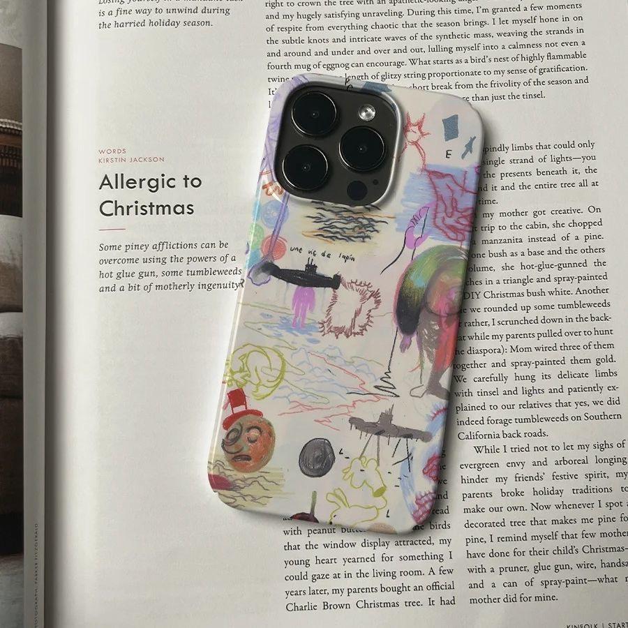 

Красочный эскизный принт, абстрактное искусство, эстетичный художественный чехол для телефона iPhone 17 16 15 14 11 12 13 Pro Max Air Plus iPhone 12 Pro