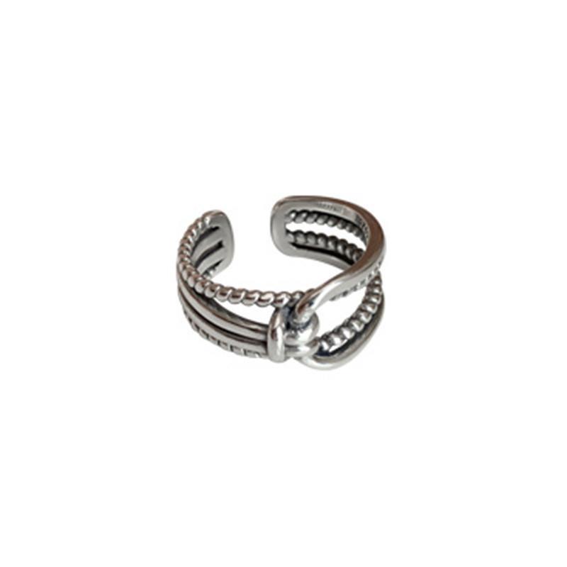 Silver S925 Unique Fashion Ring For Women With Retro Aesthetic And Adjustable Style Geometric