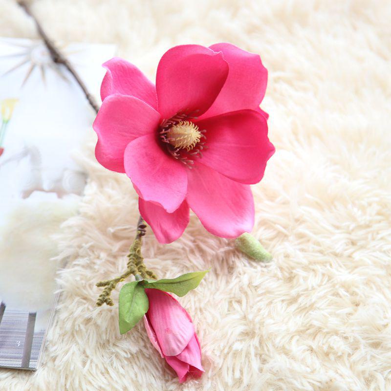 Цветок Дом Букет Лист Искусственный Поддельный Цветы Магнолия Цветочный розы красного