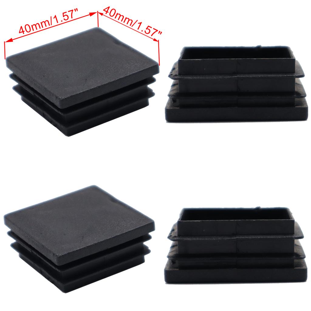 4Pcs Black Blanking End Caps Square Tube Inserts Pipe Box Cover Bungs Plugs Home Furniture Feet DIY Accessories 25/40/50mm