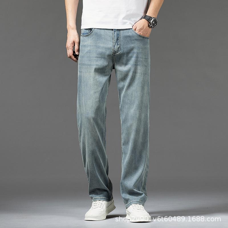 Tencel Jeans, Lightweight, Hong Kong Style, Soft, High-end Men's Jeans, Loose, Straight, Summer Trend And Versatile