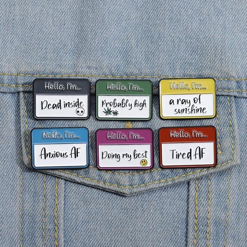 Creative Colorful Letter Badge Set Adorable Metal Brooches For Charming Accessories