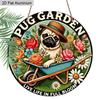 2D Flat 1pc Humorous Garden “PUG GARDEN” Aluminum Sign Round Decorative Hanging Ornament, Home Kitchen Garden Balcony Fence Decor, Gardening Studio