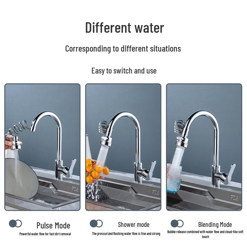 Universal Swivel Kitchen Faucet Nozzle with Anti-Loosening Rotatable Extension Hose