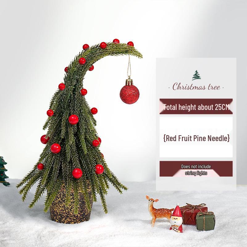 Small Crooked Neck Christmas Tree Ornament for Desktop Decoration
