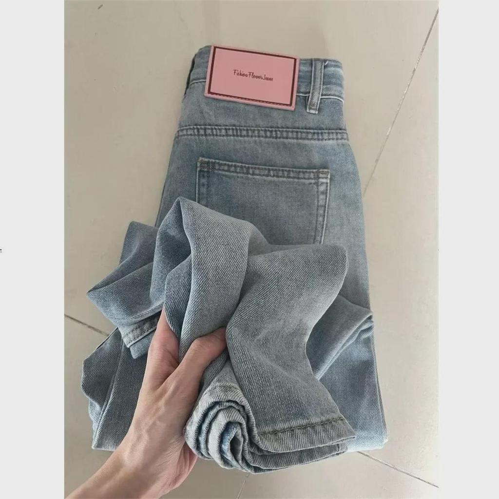 Women's Plus-Size Light High-Waist Wide-Leg Jeans - New 2024 Spring/Autumn Collection