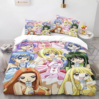 Cartoon Mermaid Melody Duvet Cover And Pillowcase Set For Adults And Children Bedroom Decoration Single Double Large Size