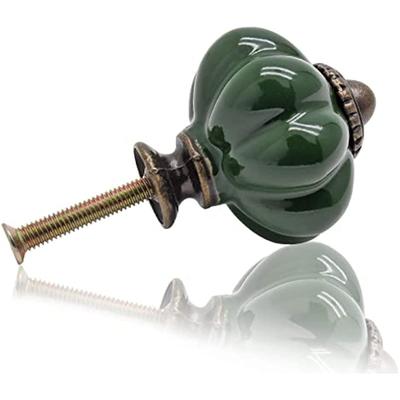 3/6/12PCS Polished Metal & Dark Green Ceramic Knobs Set - Secure Cabinet and Dresser Pulls with  Hardware for Home Decoration