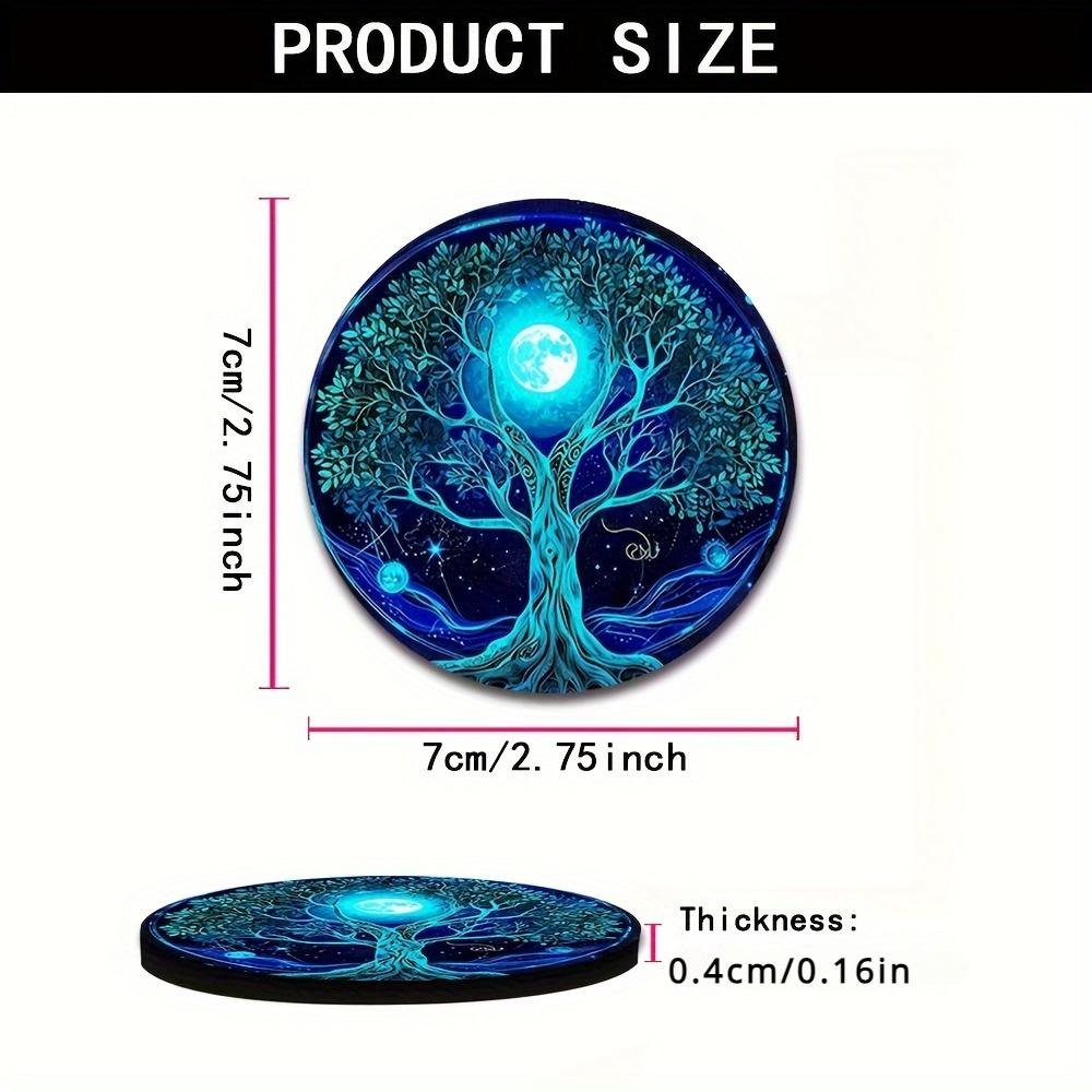 2PCS Oil Painting, Floral Printing Car Cup Pad, Insulation Pad, Used for Car Decoration