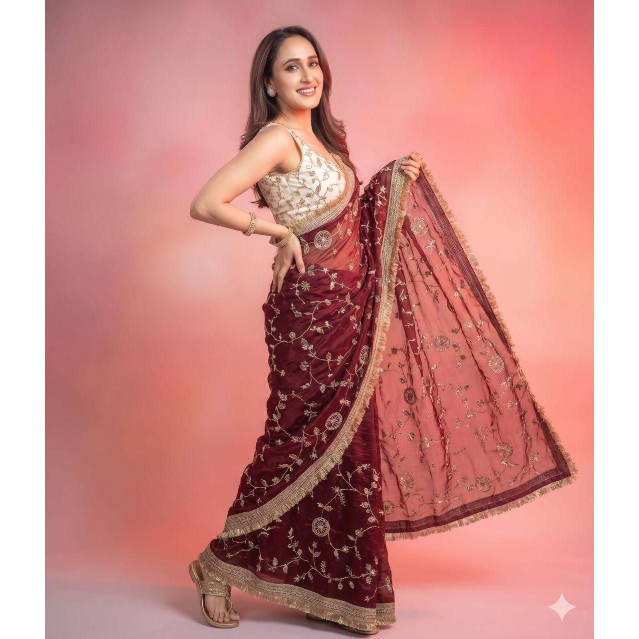New Launch Space Satin Sequins Saree Collection