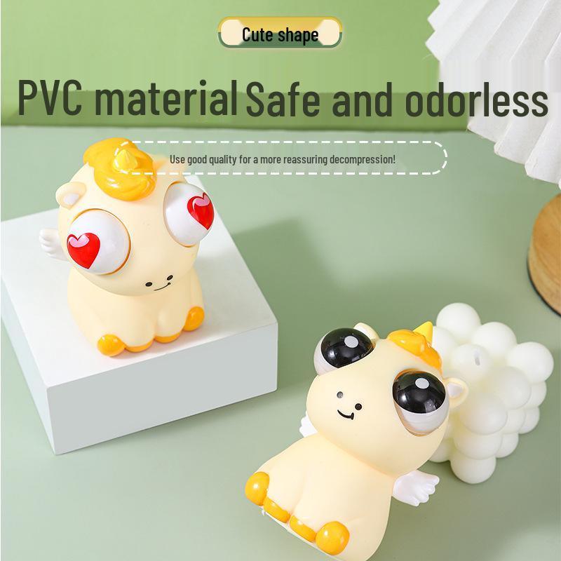 Poupée Licorne Anti-Stress à Yeux Globuleux - Jouet à Presser en Silicone avec Yeux qui Sortent pour Évacuer le Stress