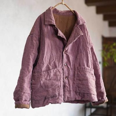 Women Vintage Turn-down Collar Long Sleeve Coats Spring Chinese Style Button Pockets Female Coats